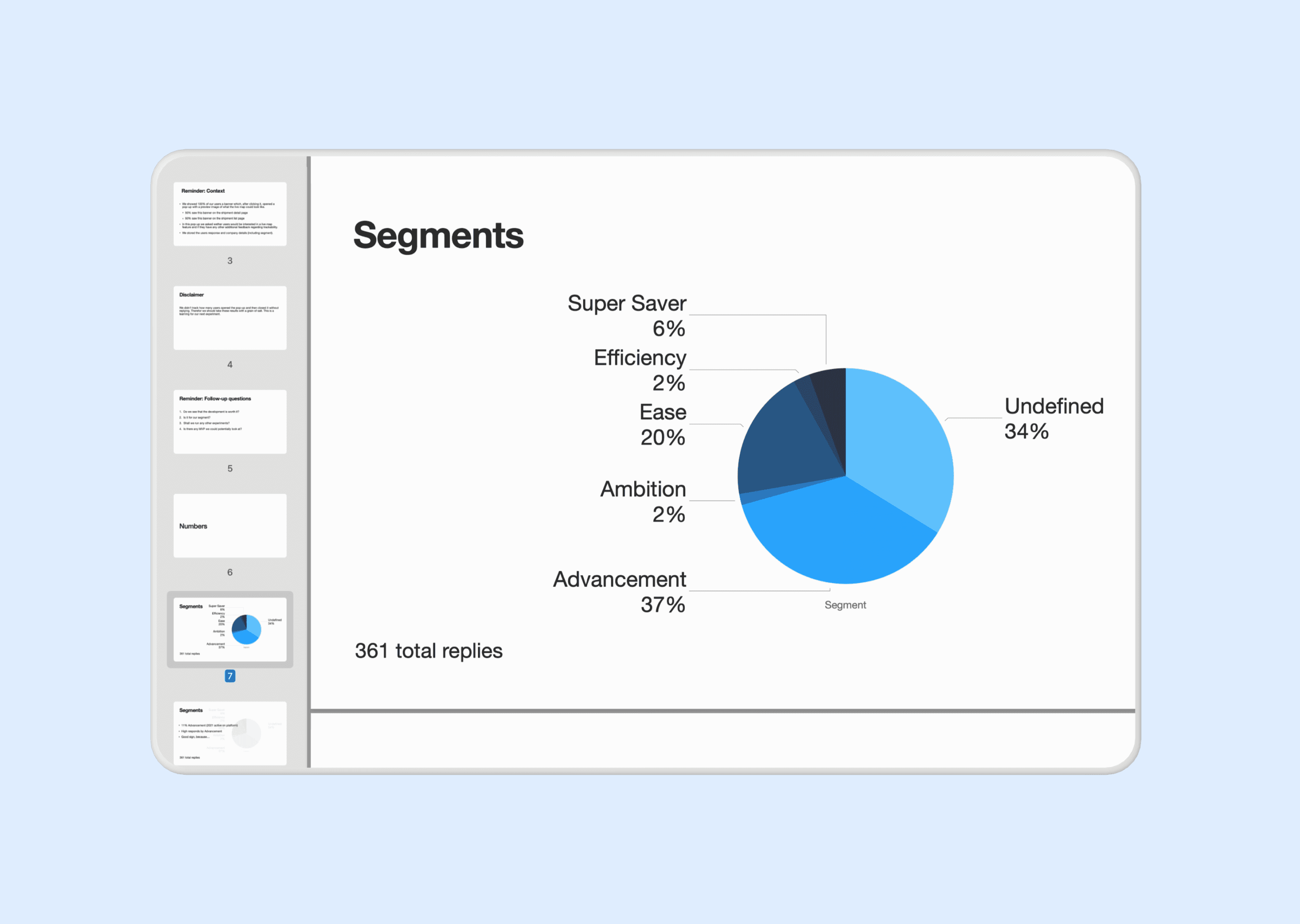 Light blue background with a clay tablet on it containing a slide of the experiment presentation output