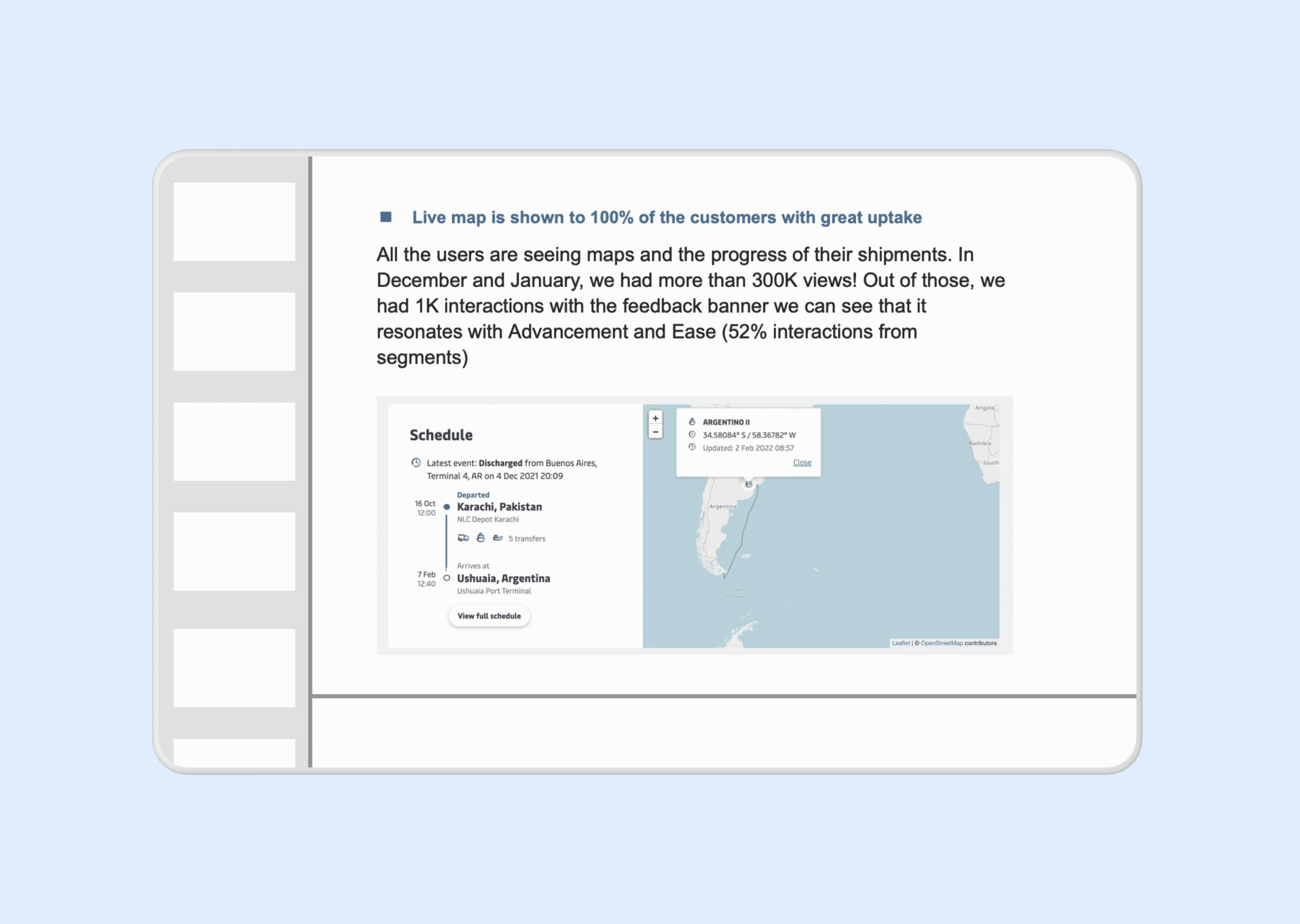 Light blue background with a clay tablet containing a slide of the results presentation